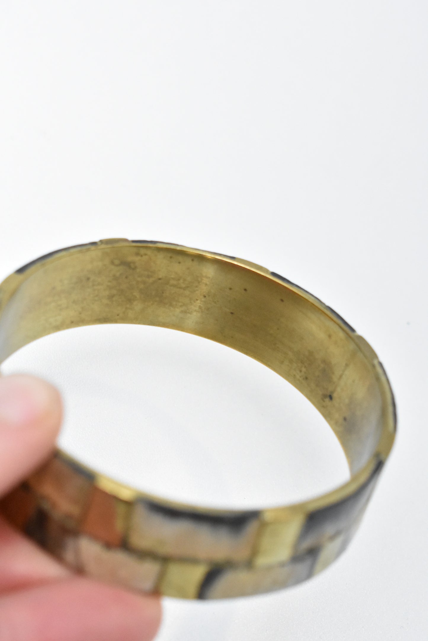 Bone and brass inlaid bracelet