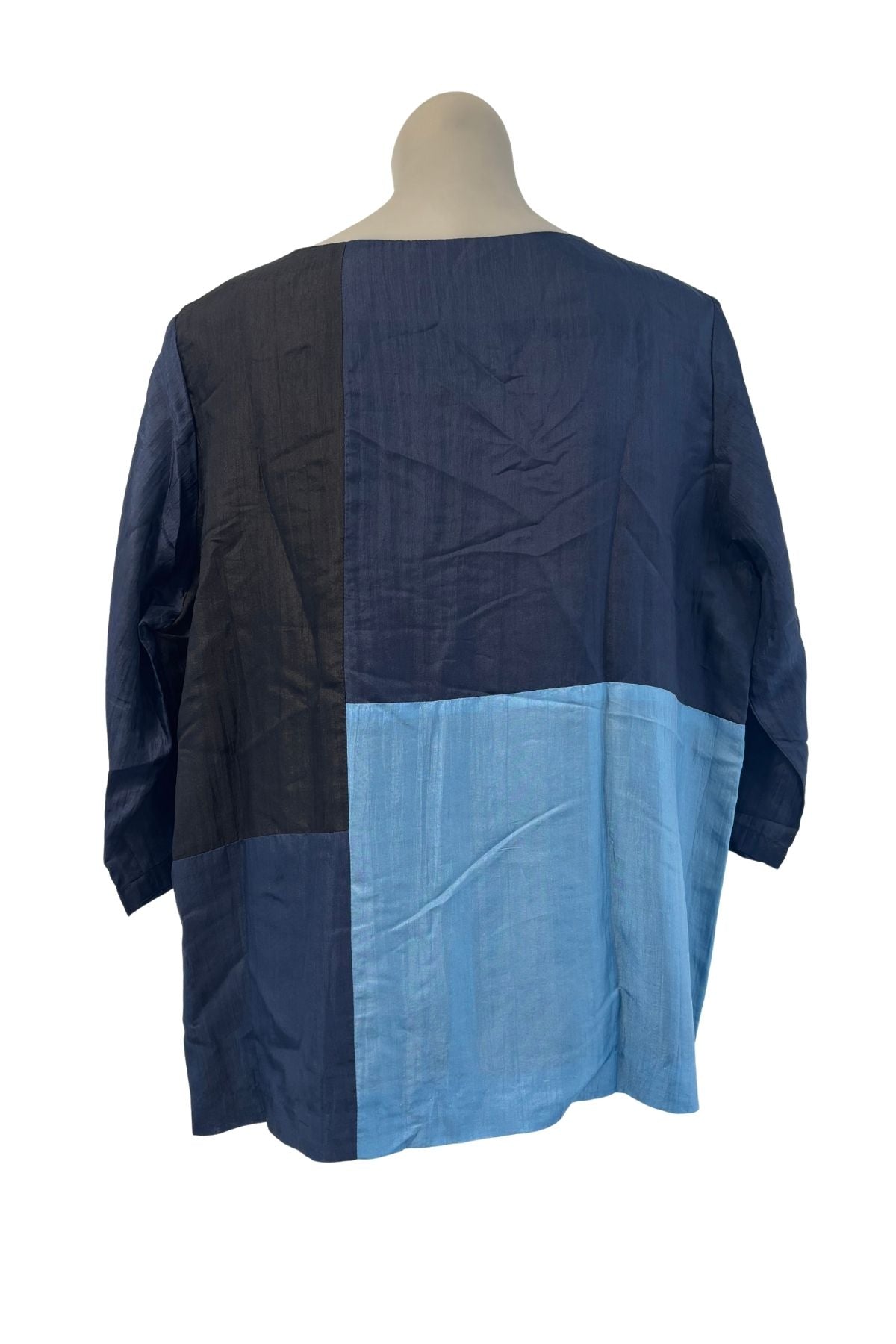 Bianco Levrin silk patchwork blouse, L