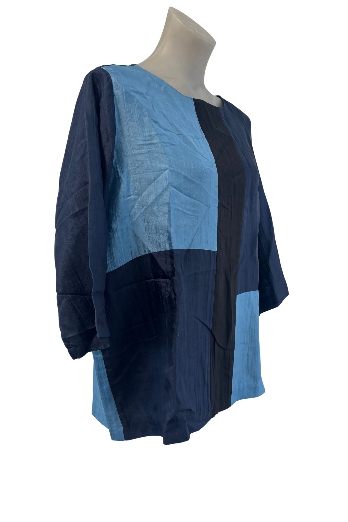 Bianco Levrin silk patchwork blouse, L