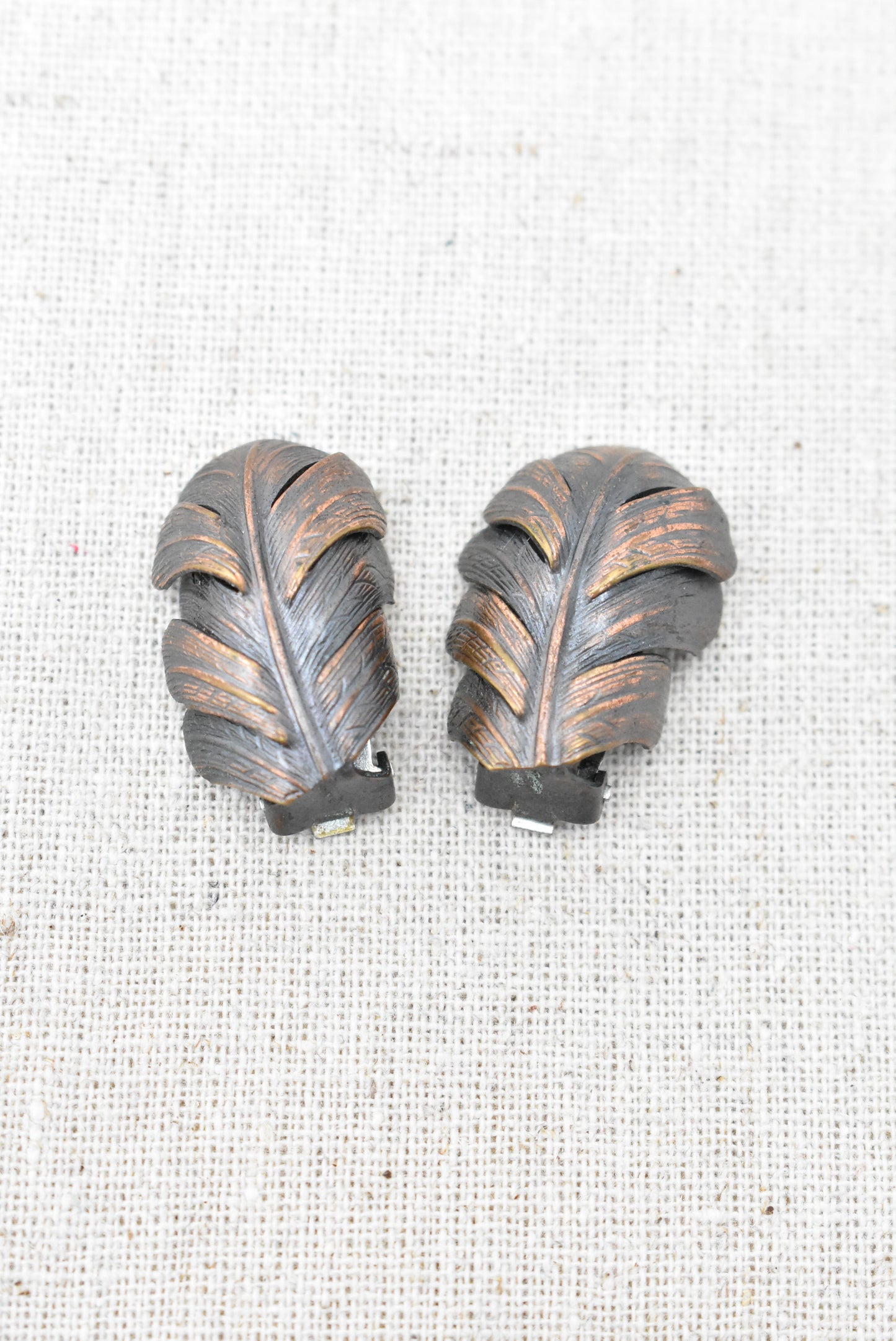 Retro copper clip on earrings