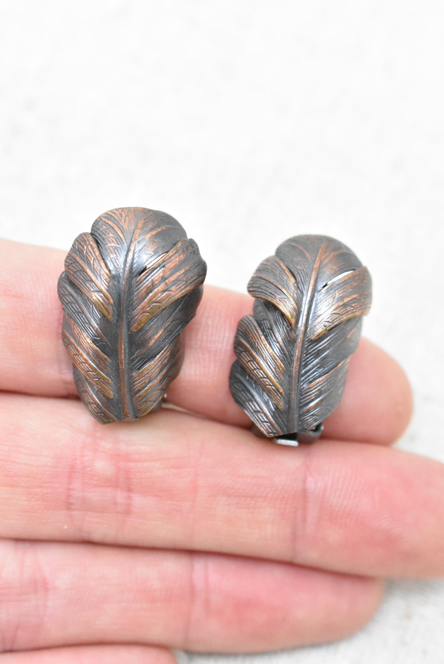 Retro copper clip on earrings