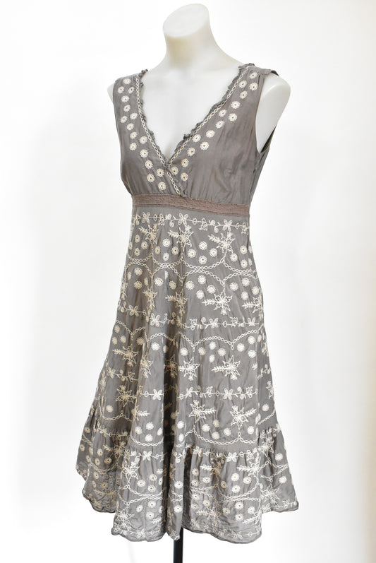 Jacquie E silk blend embroidered dress, 10