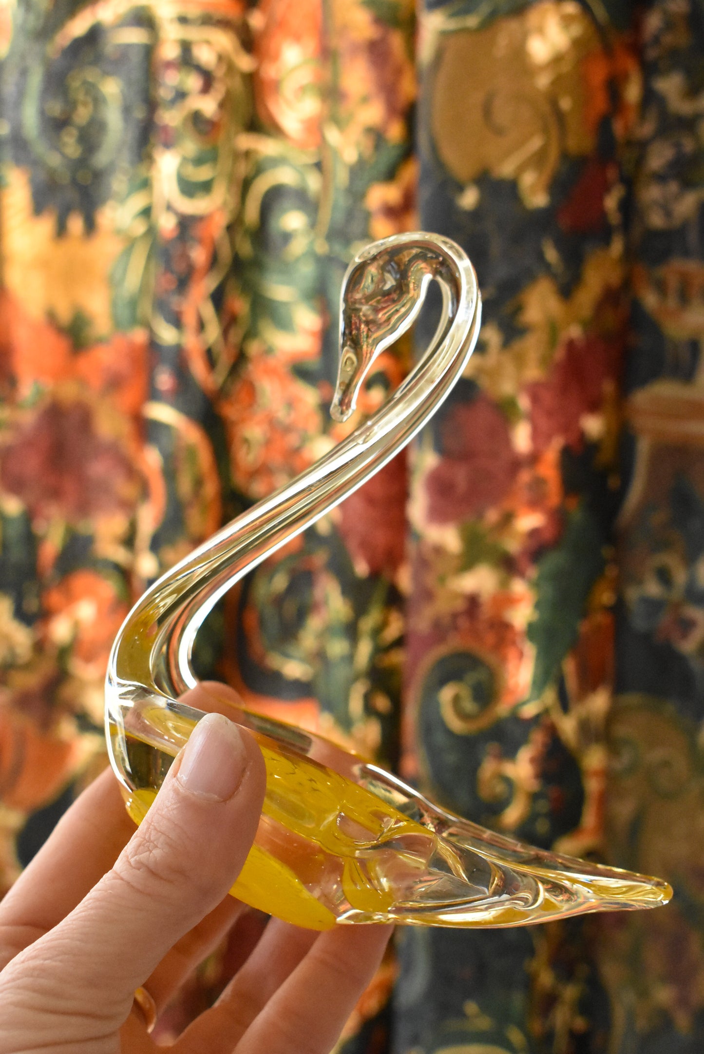 Vintage blown glass swan ornament