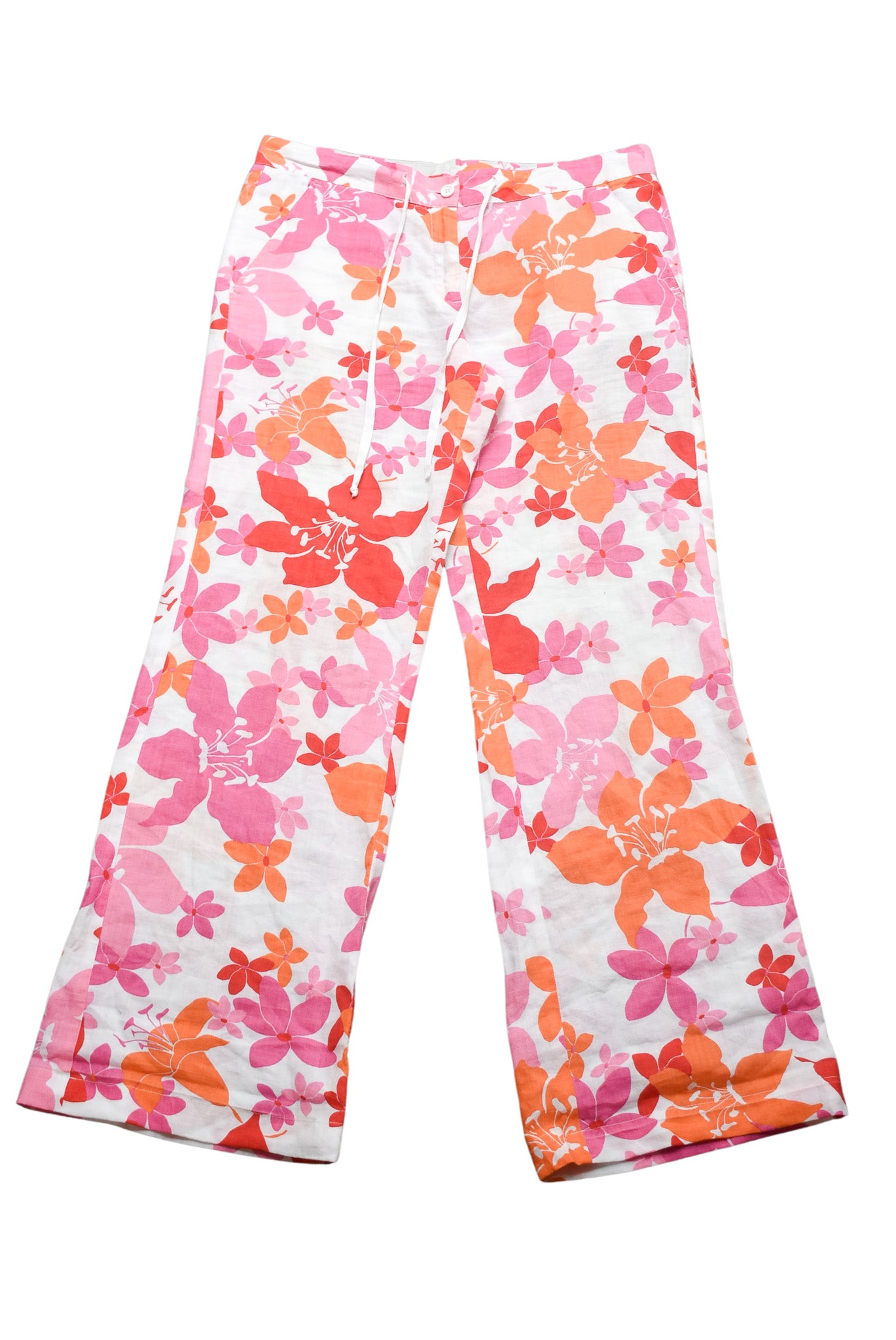 Italian made floral linen trousers, 14