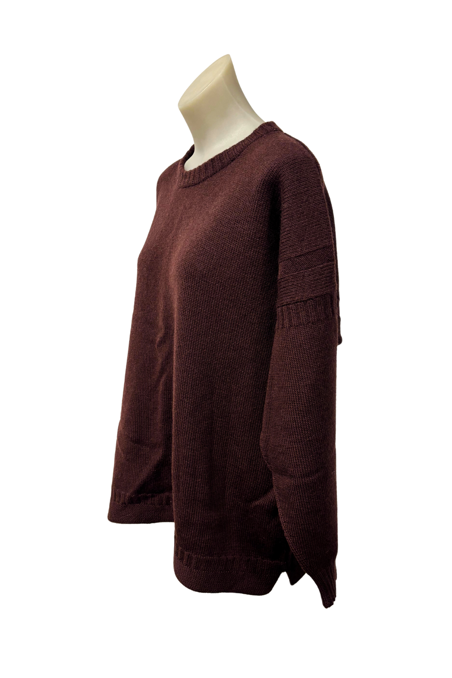 Handknit choc brown jumper, L