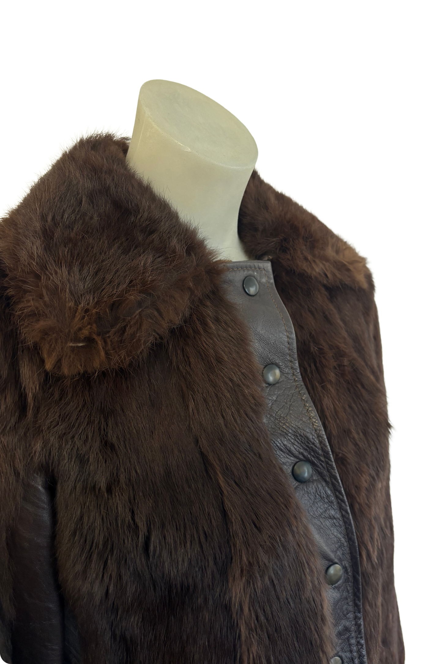 Vintage faux fur + leather jacket, S