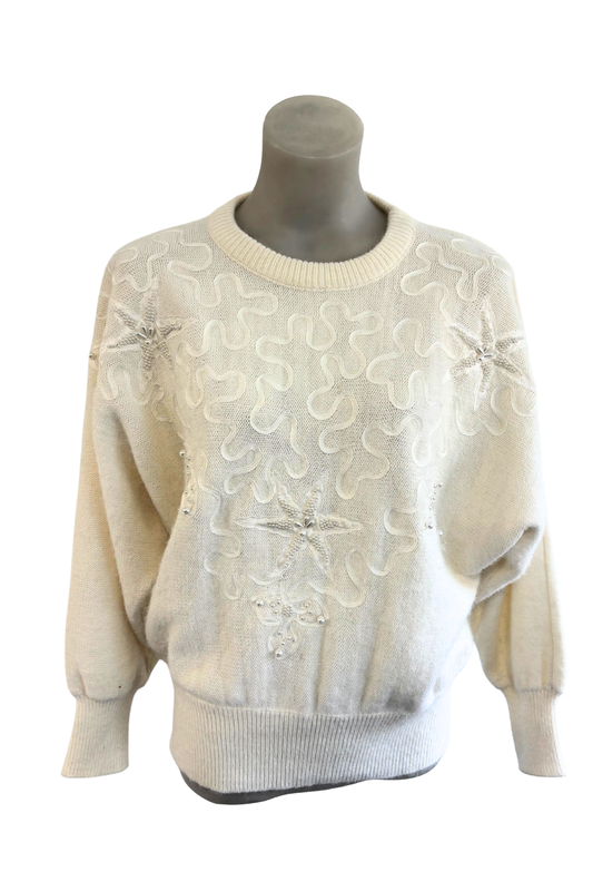 Amazing pearl beaded knit jumper, M