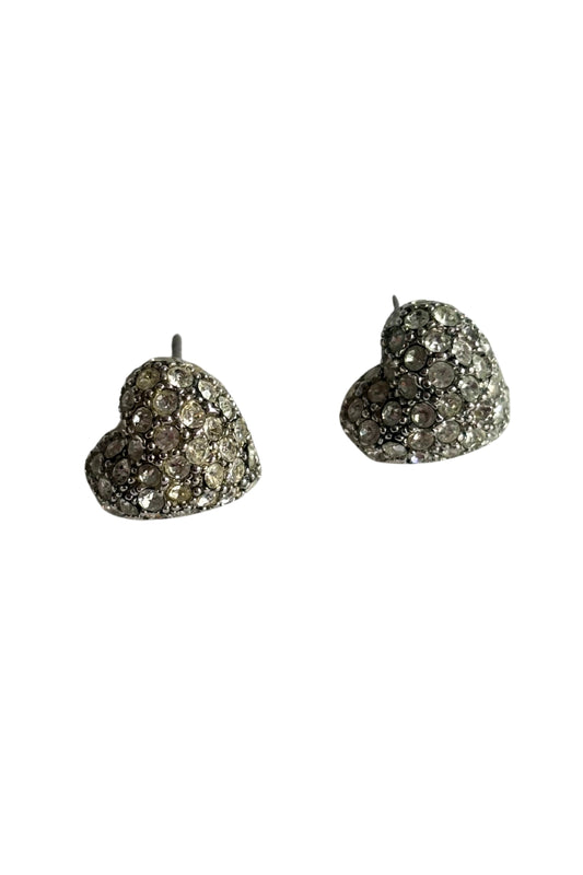 Diamante hearts stud earrings