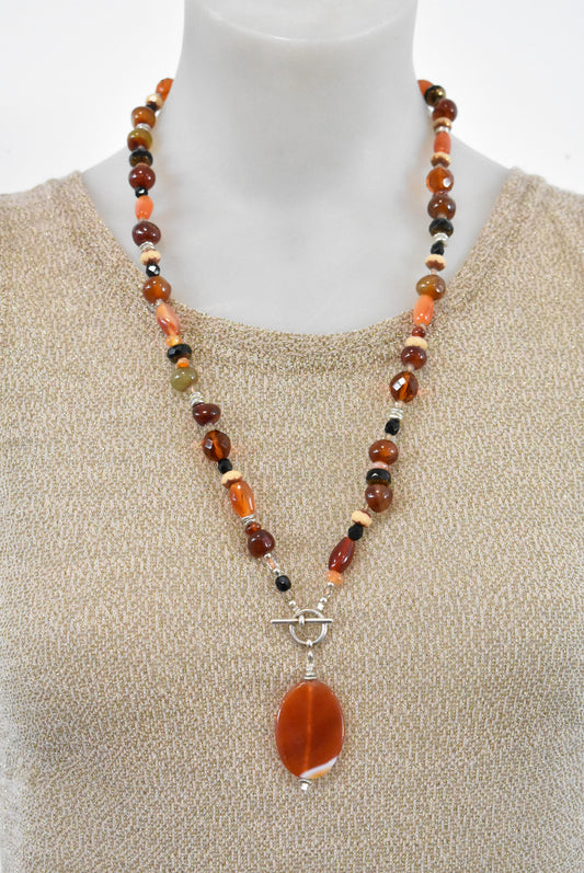 Gemstones and silver statement necklace
