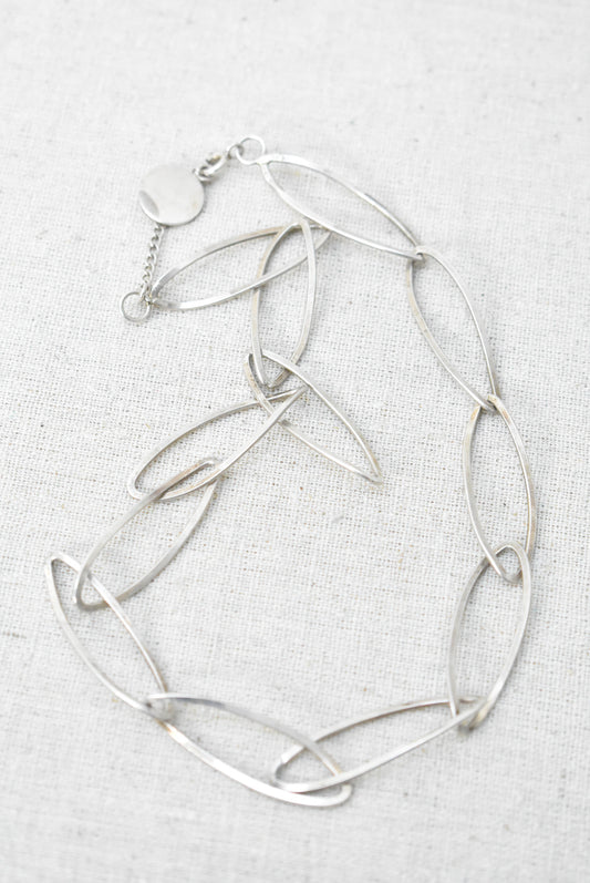 Contemporary linked silver necklace