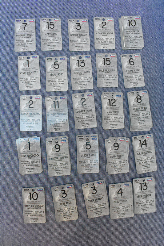 Weet-Bix holographic collectible All Blacks team tags, x48