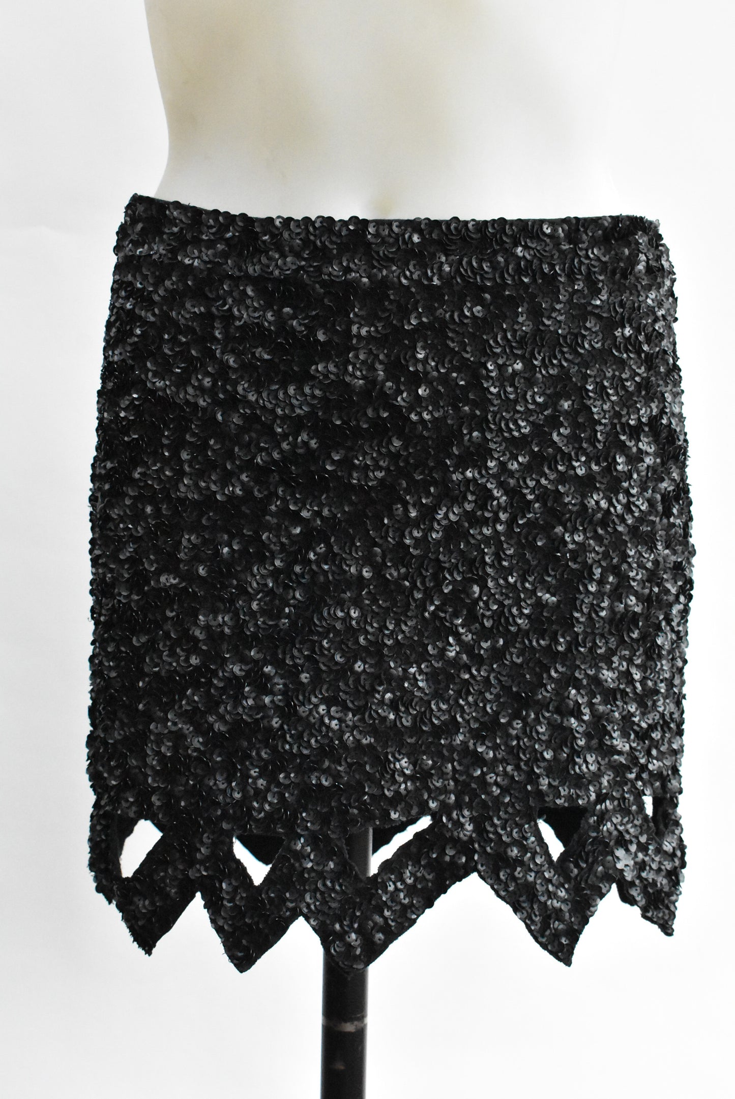 Aje black sequined mini skirt, 8