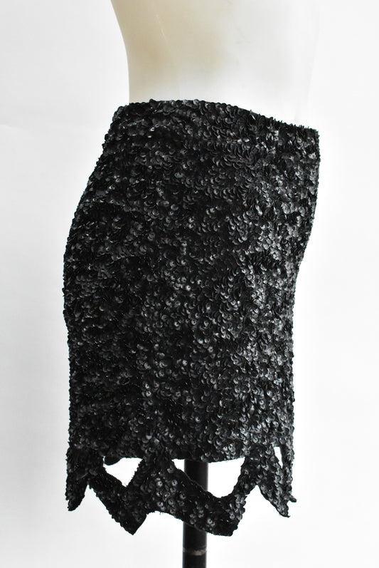Aje black sequined mini skirt, 8