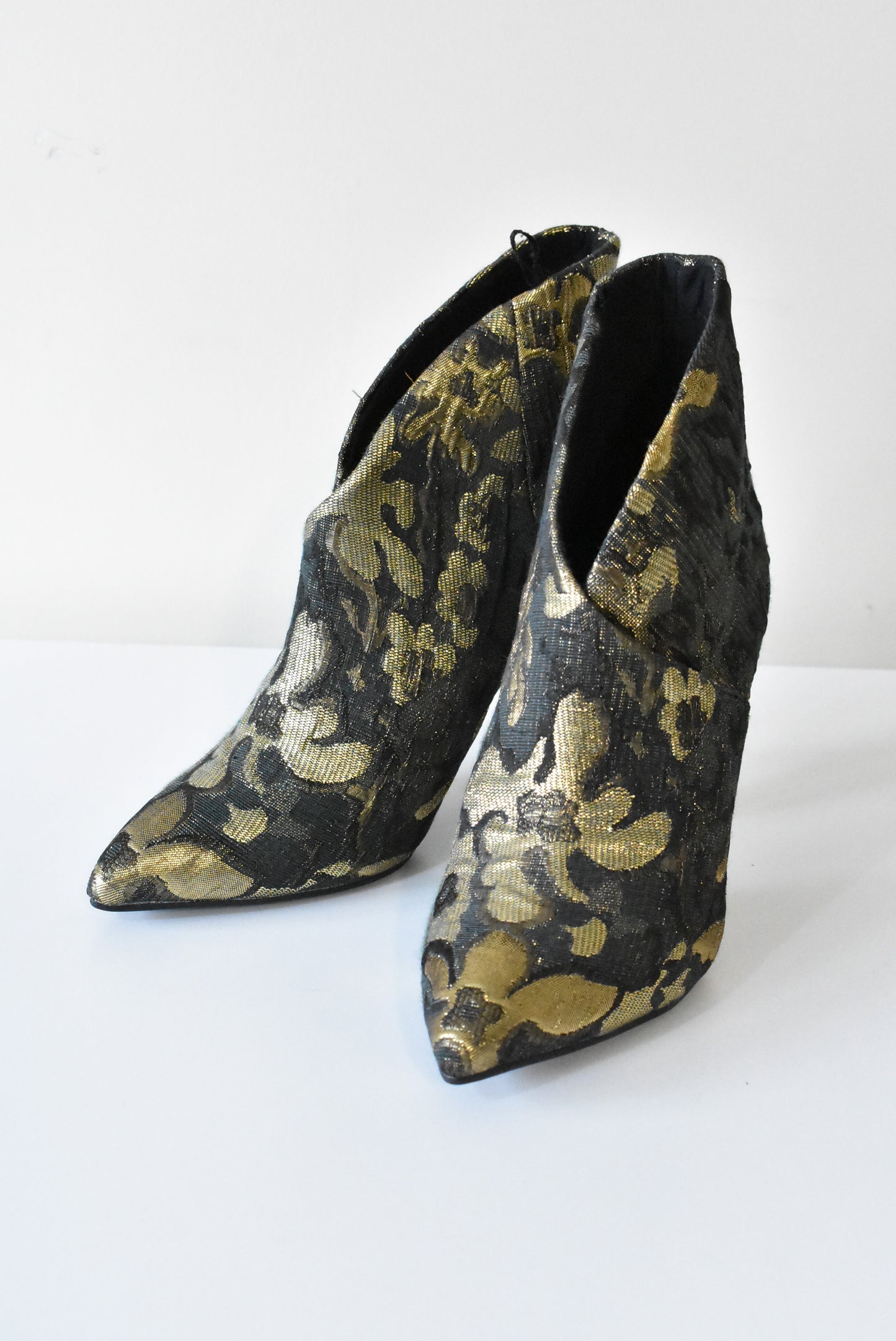 M&S gold sparkle brocade boots, size UK 5