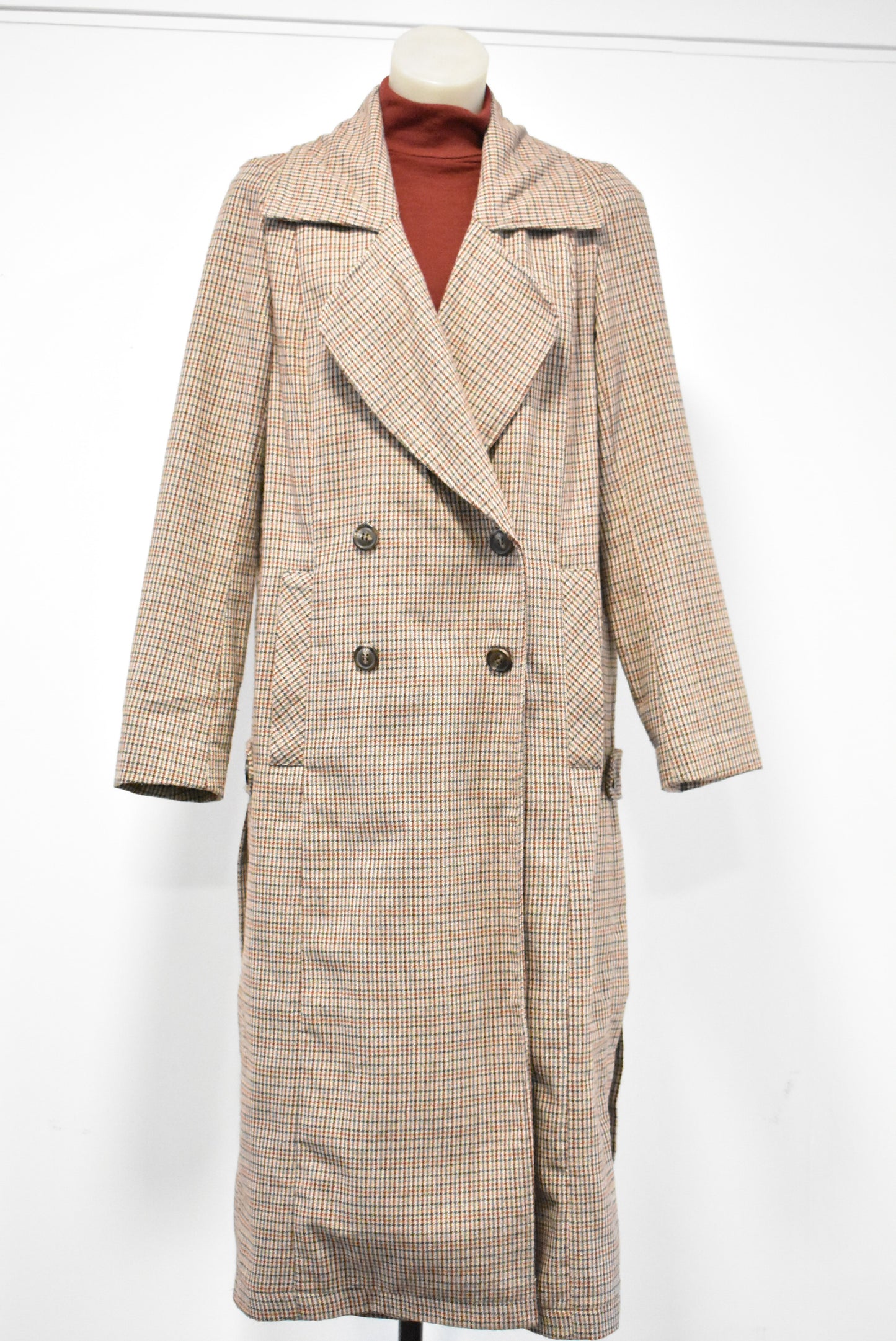 Glassons plaid trench coat, S