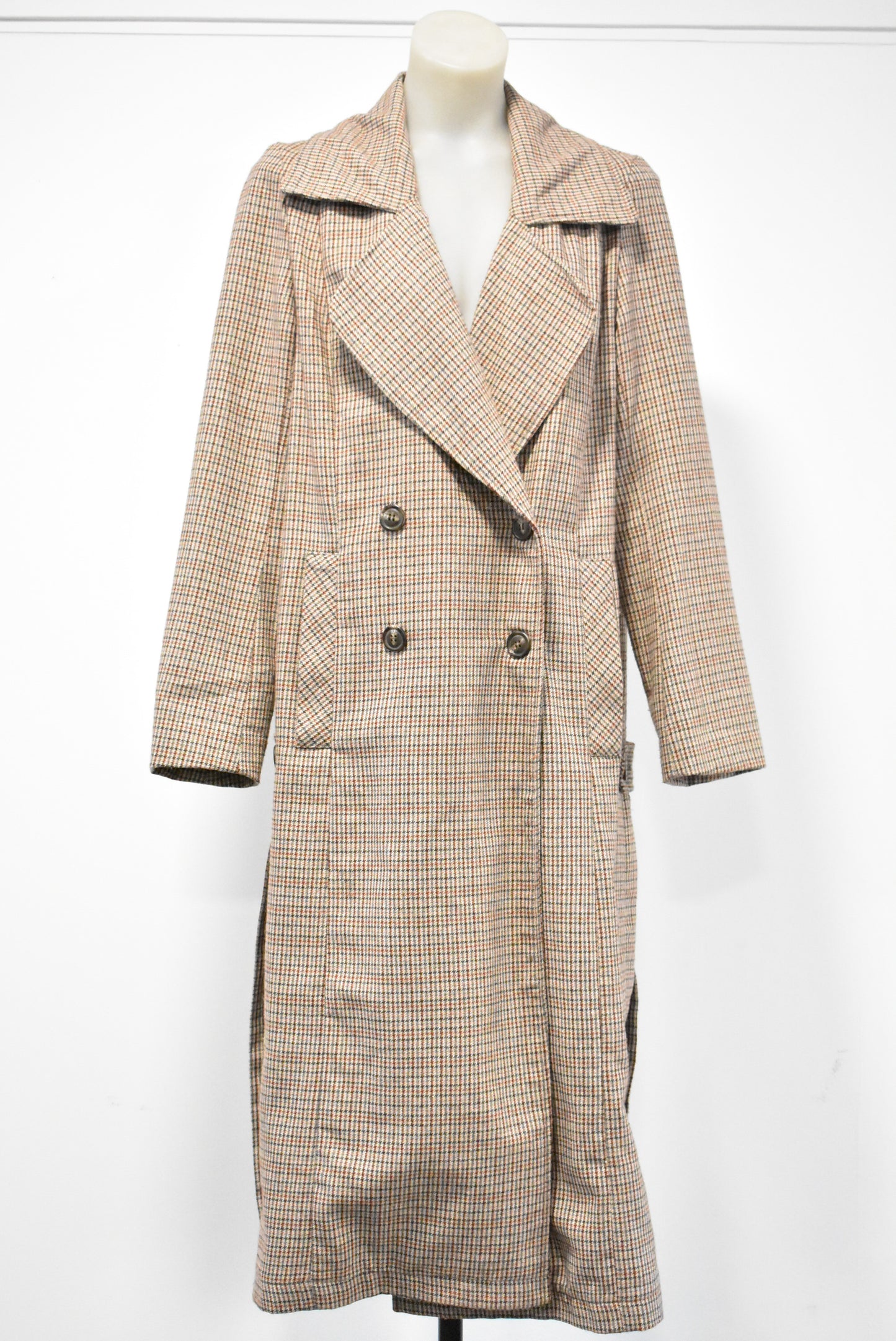 Glassons plaid trench coat, S