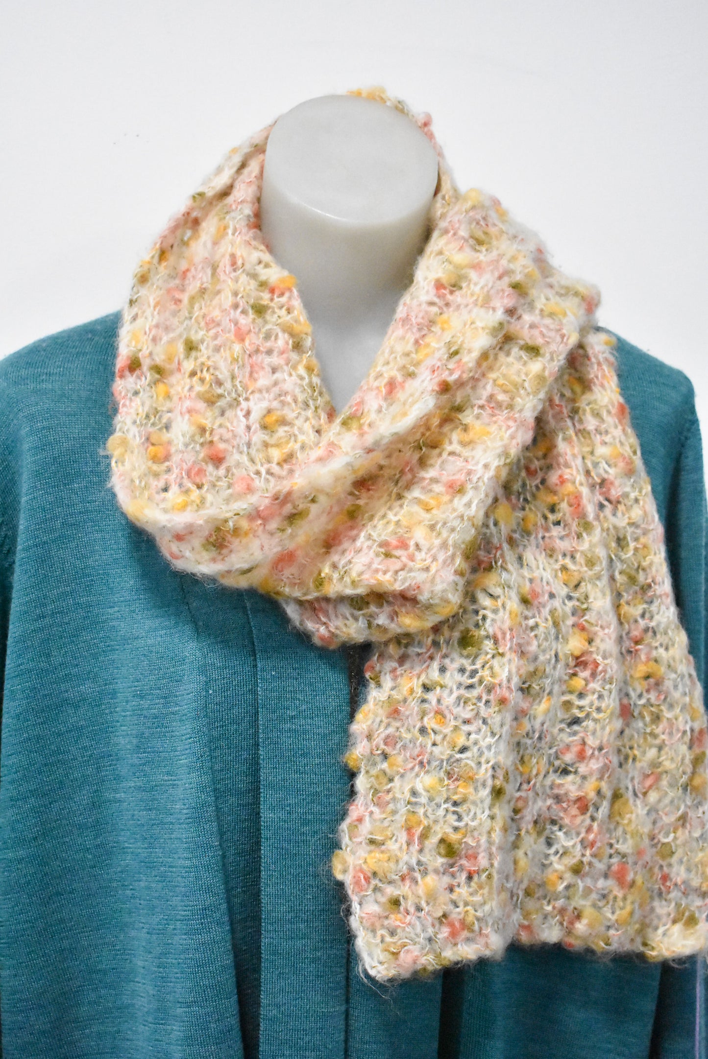 Loose knit colourful scarf