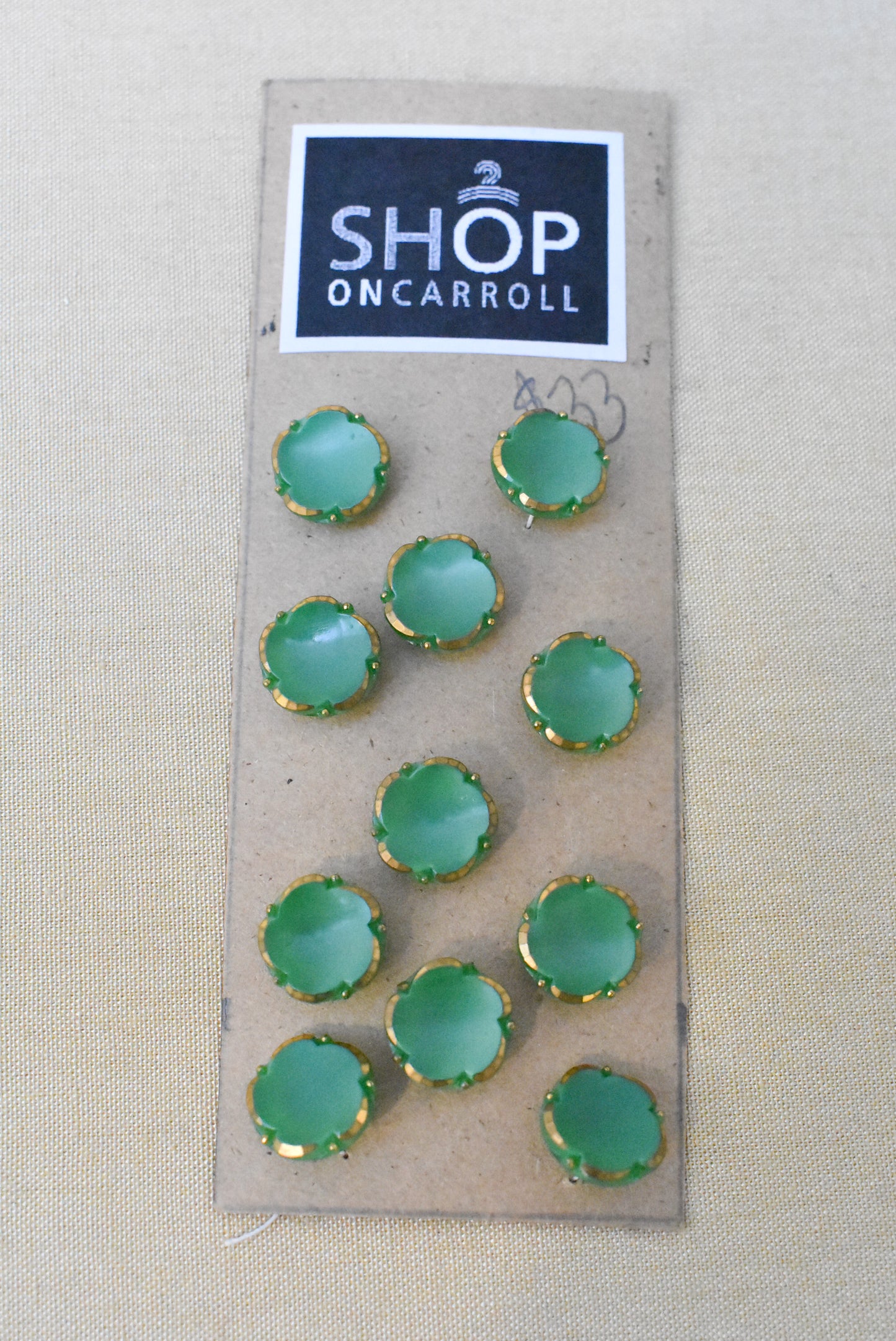 Vintage green clover buttons