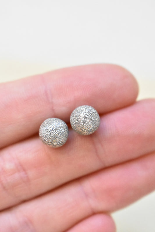 Sparkly sterling silver sphere stud earrings