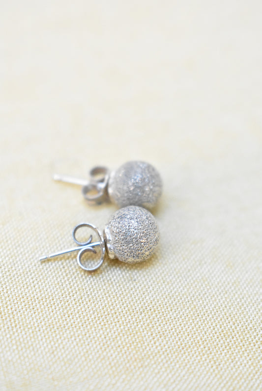 Sparkly sterling silver sphere stud earrings