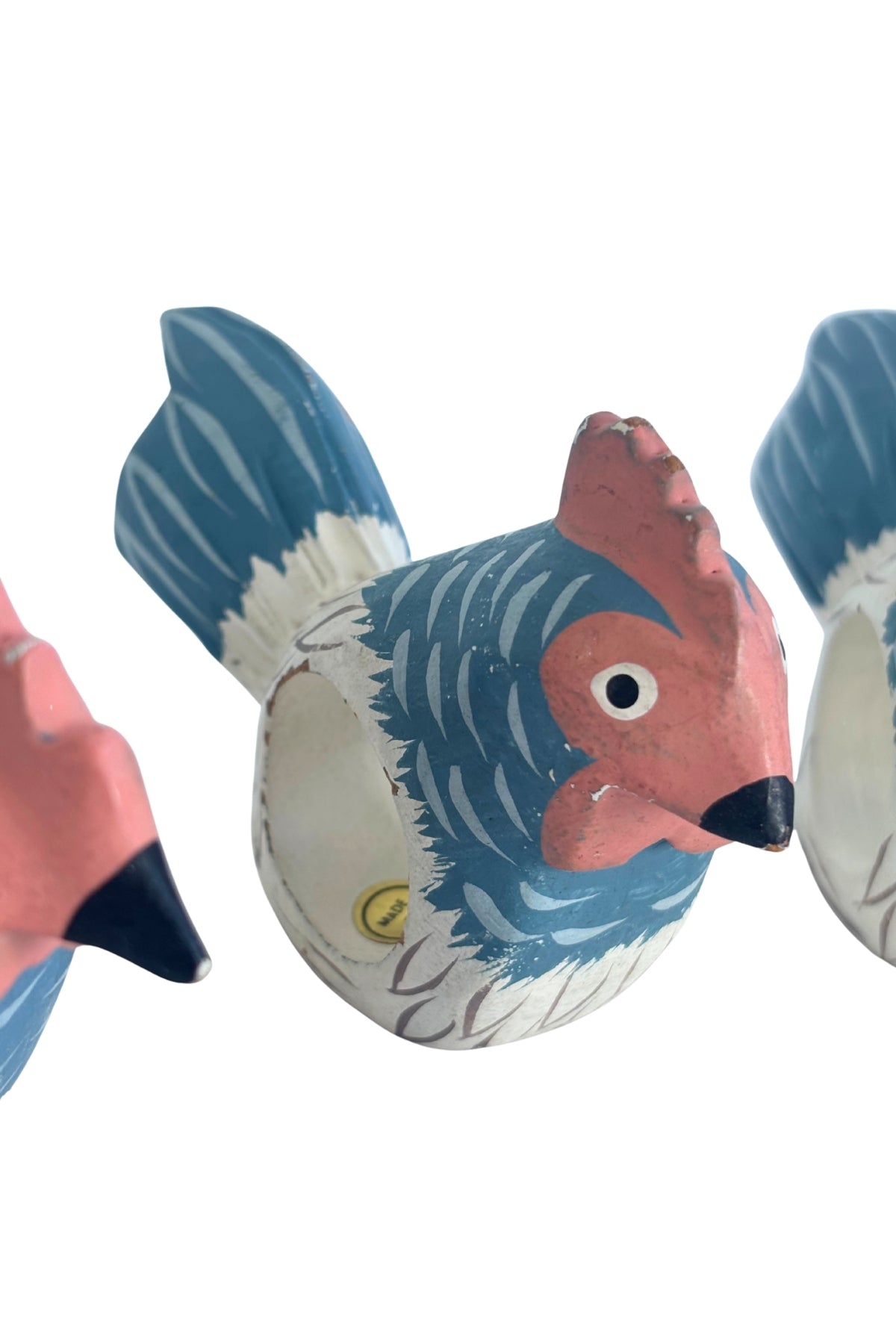 Wooden chicken napkin rings x6