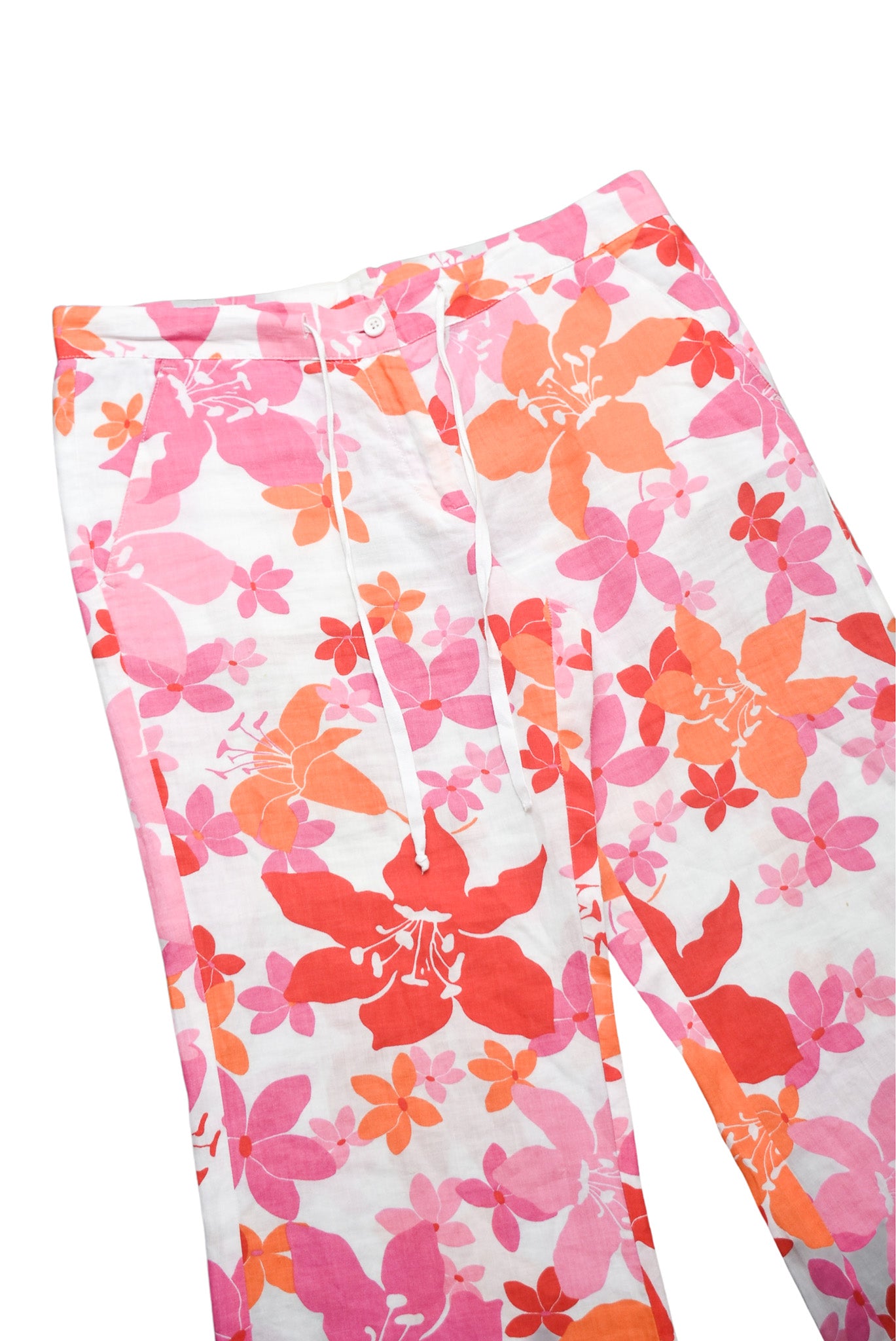 Italian made floral linen trousers, 14