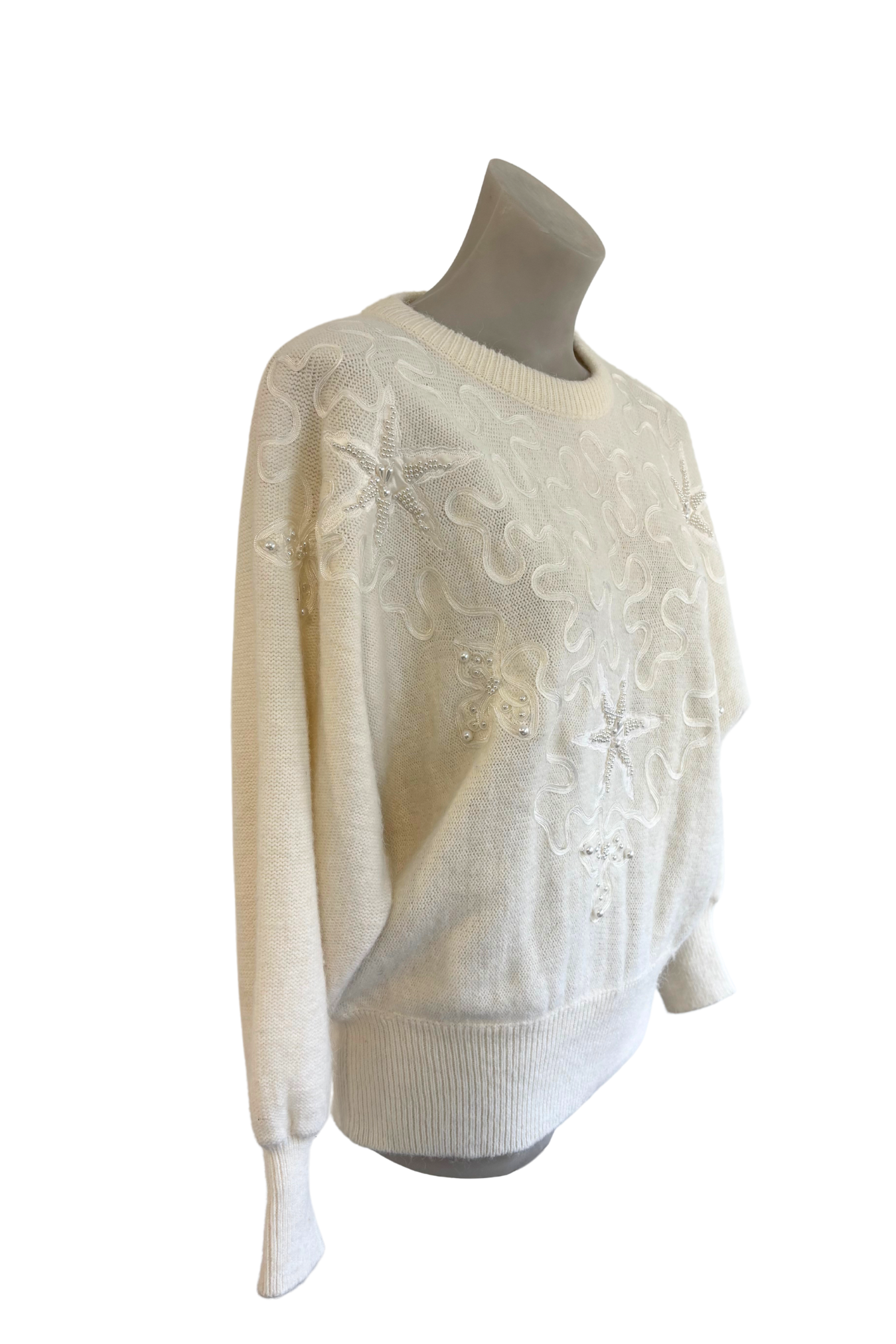 Amazing pearl beaded knit jumper, M