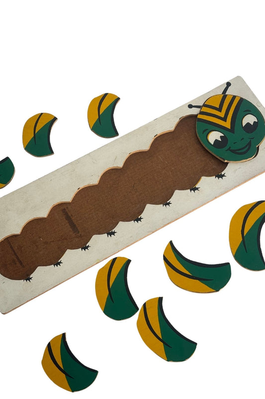 Vintage wooden caterpillar puzzle