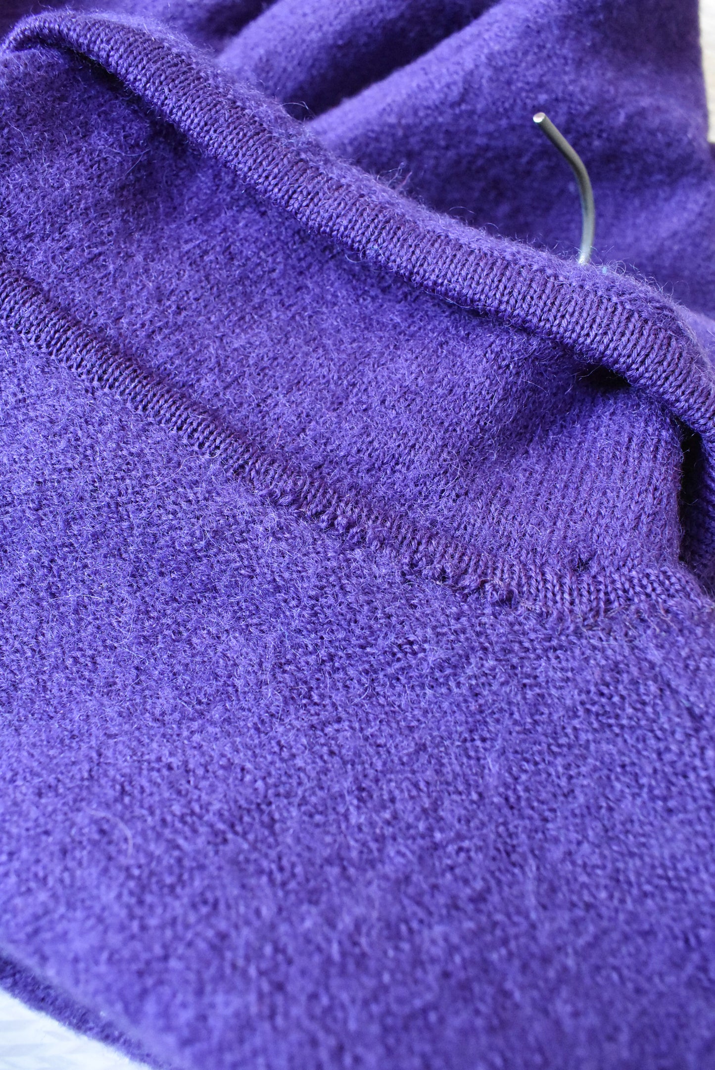 Retro purple boiled wool cardigan - with POCKETS!, M