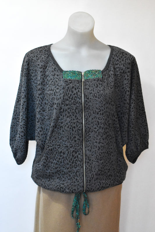 Deborah Sweeney cheetah print zip up