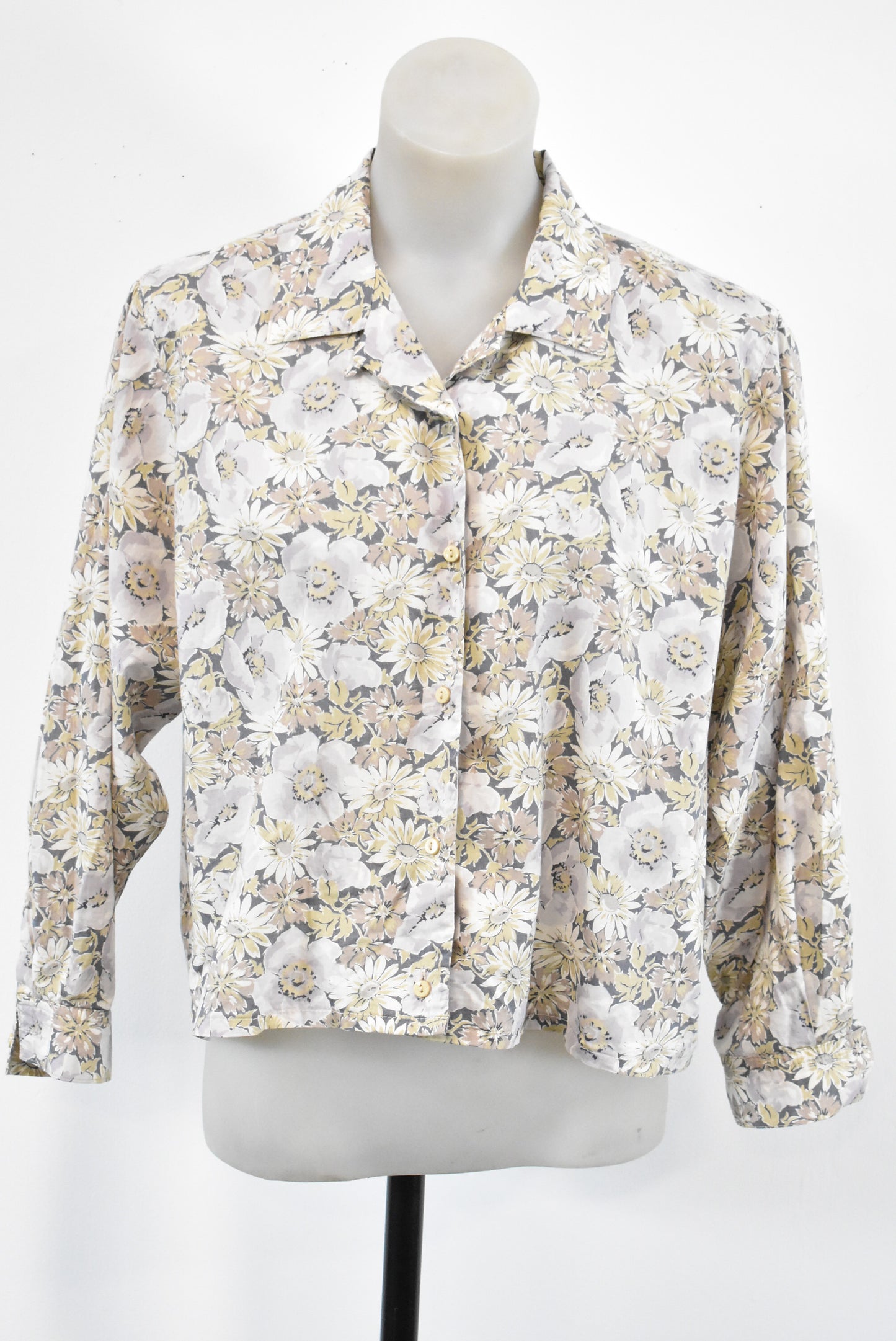 Eloise NZ-made cropped floral shirt, M