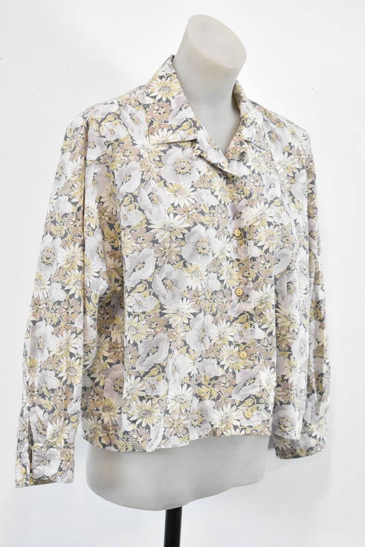Eloise NZ-made cropped floral shirt, M