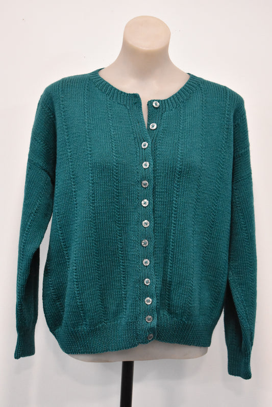Hand knitted button front cardigan, M