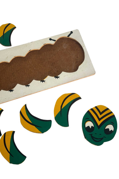 Vintage wooden caterpillar puzzle