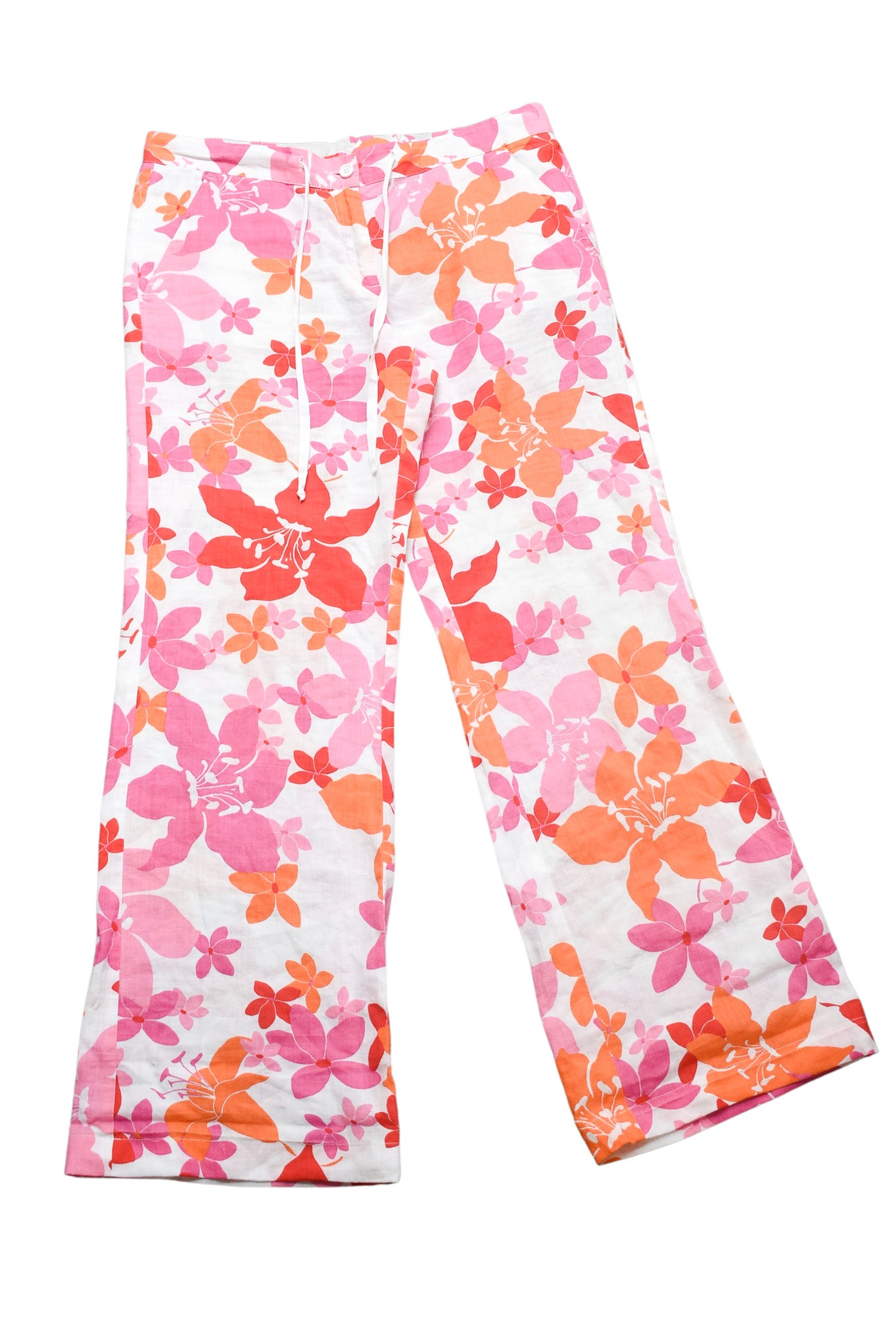 Italian made floral linen trousers, 14