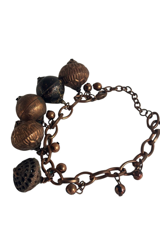 Chunky copper toned beaded bracelet