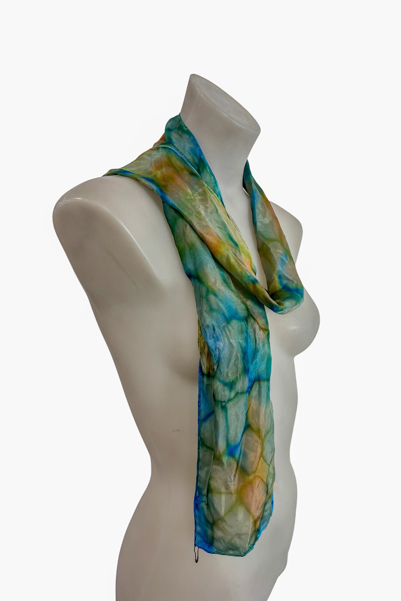 Shades of blue water colour scarf