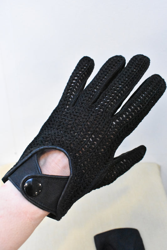 Crochet backed leather driving gloves