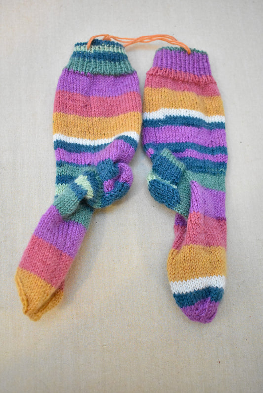 Handmade colourful striped socks - kids