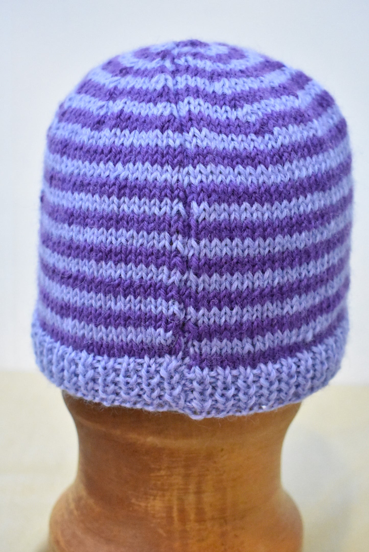 Purple striped crochet beanie