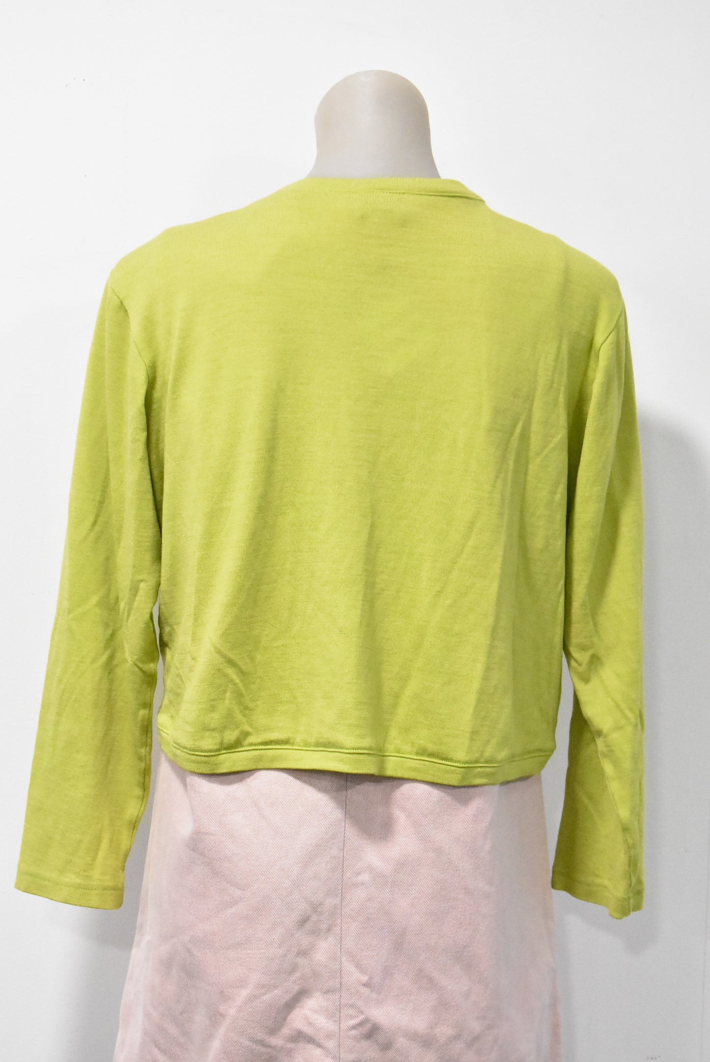 Glowing Sky lime merino bolero, 18