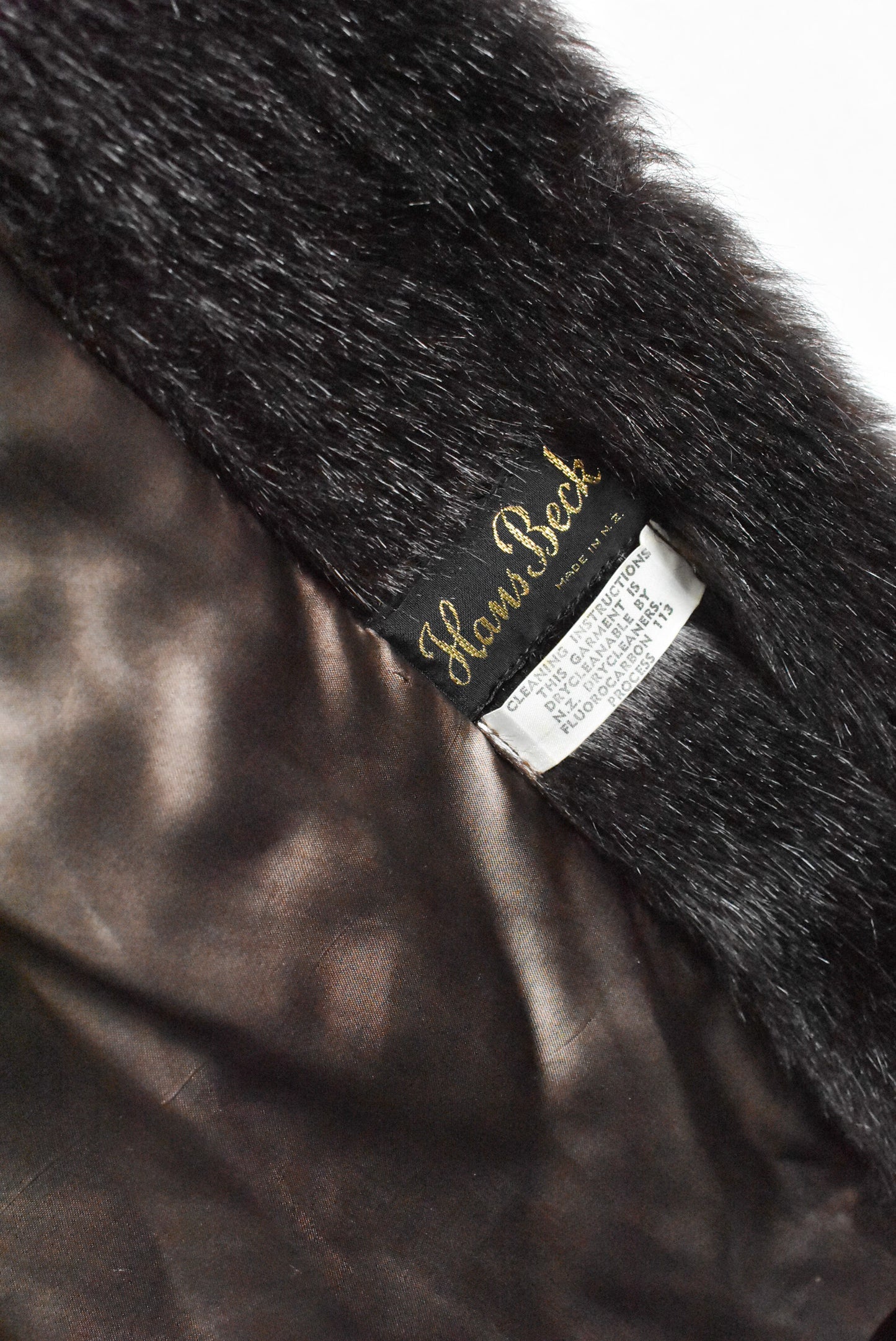 Hans Beck Faux-fur coat, above knee, dark brown Size M/L