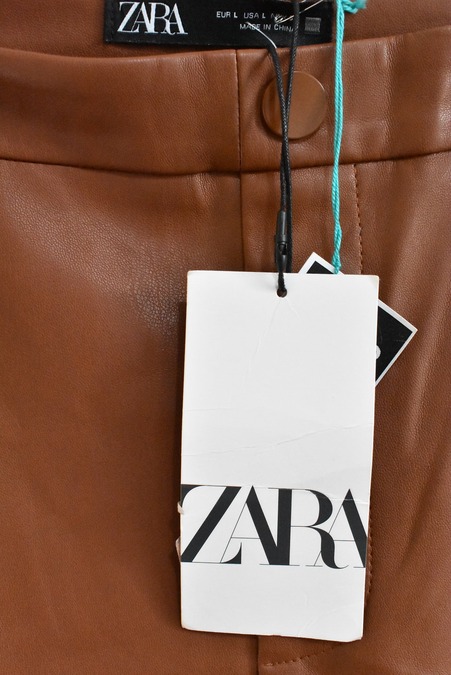 Zara polyester leggings, rich brown, L (NWT)