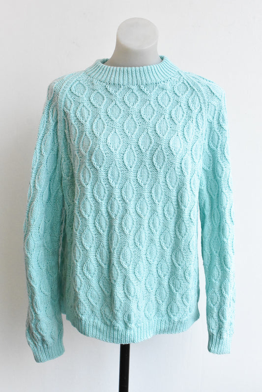 Handknit green textured sweater