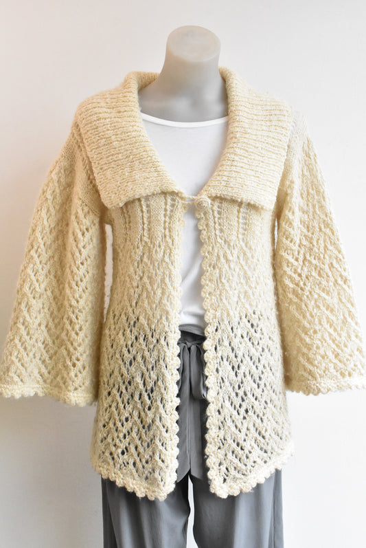 Lace knit, collared cardigan, S/M