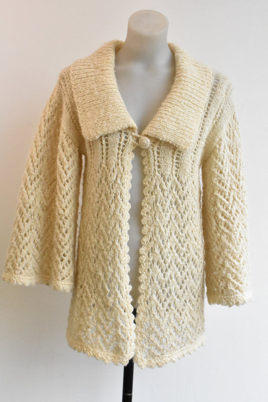 Lace knit, collared cardigan, S/M