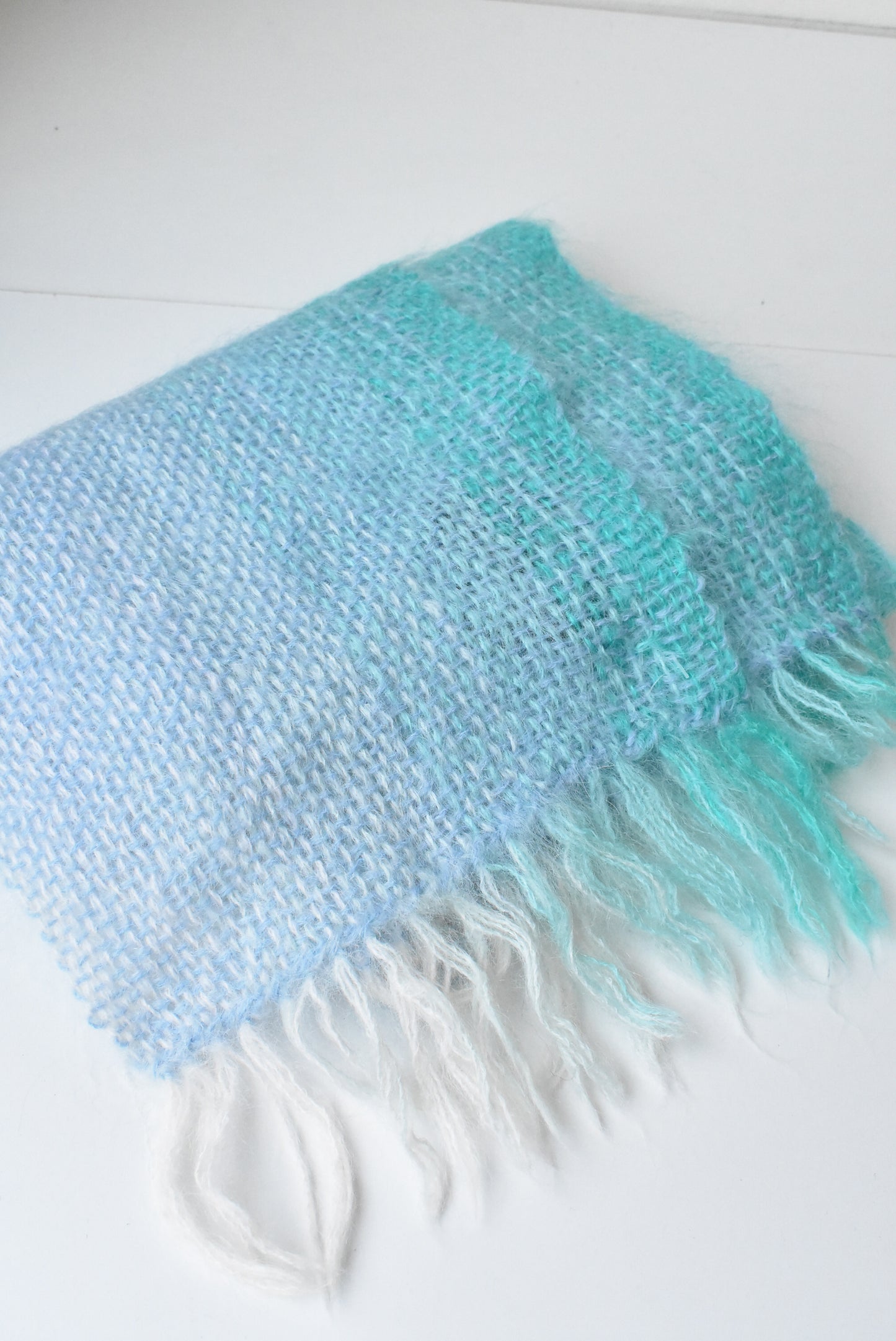 Fuzzy mohair wool scarf