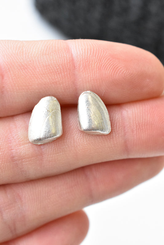 Bob Wyber 925 silver tuatua stud earrings
