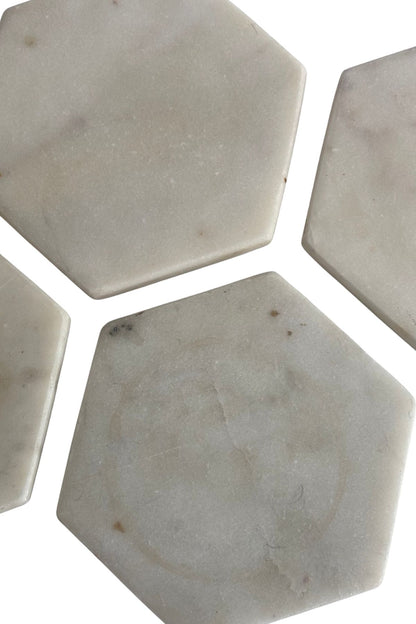 White marble coasters x4