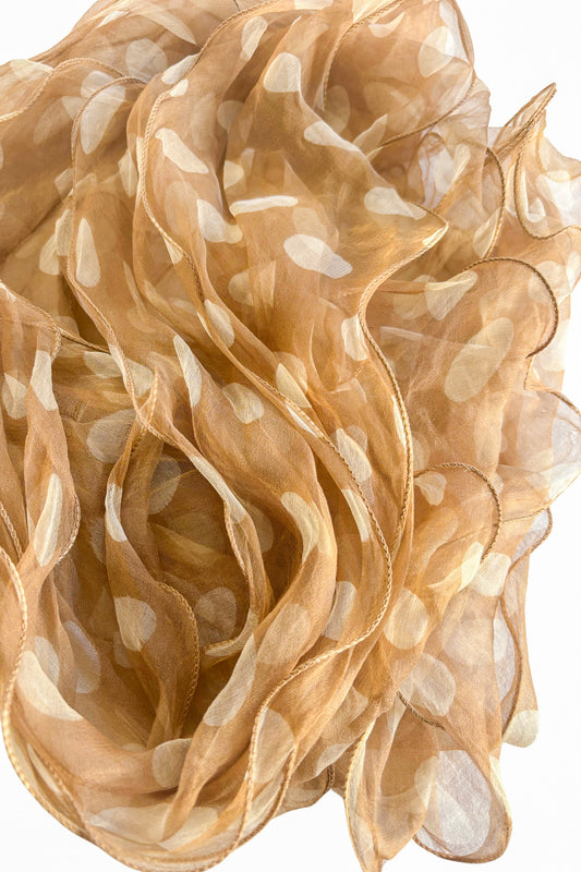 Frilly polka dot silk scarf